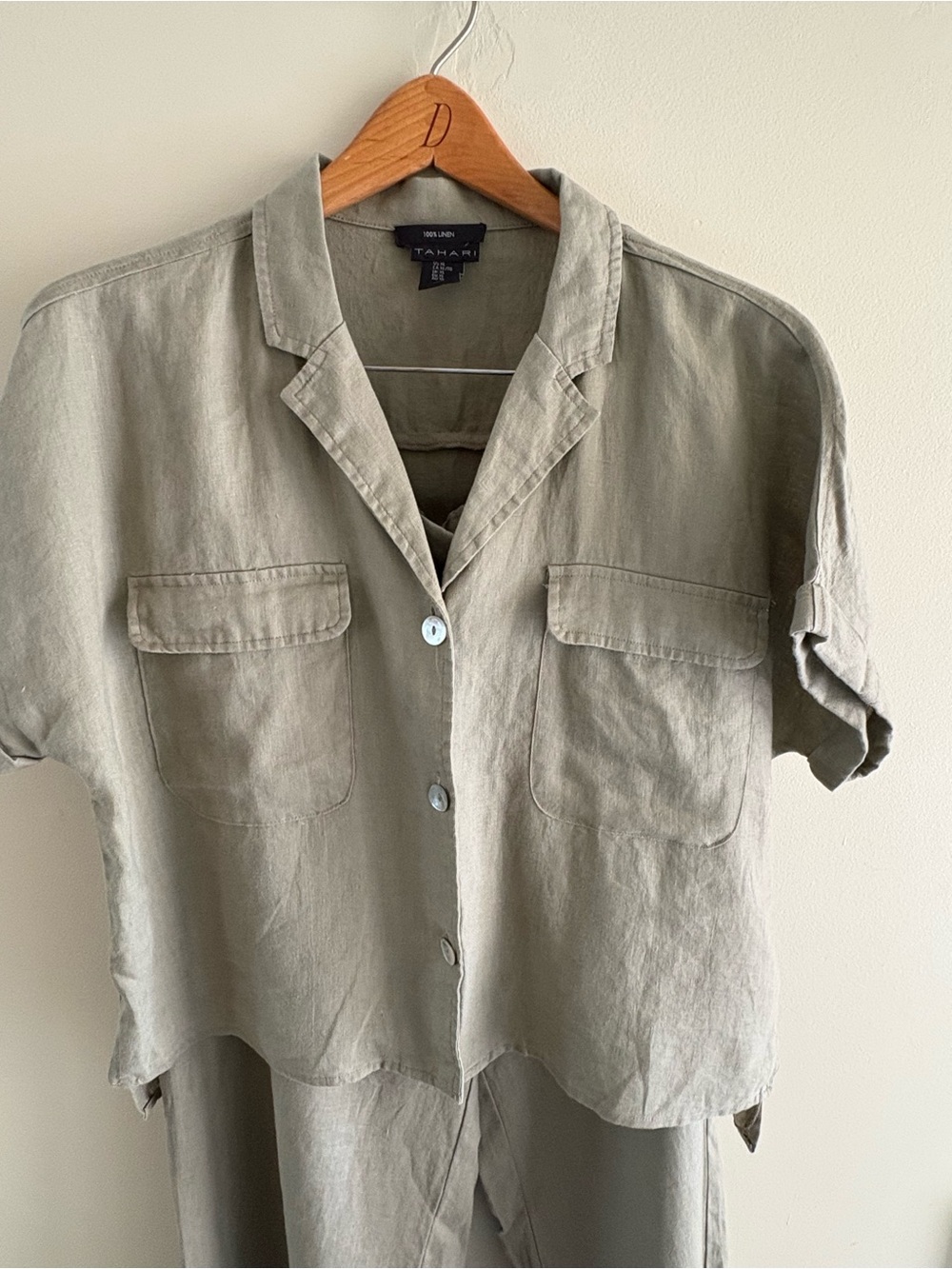 Tahari Sage Green Linen Two Piece Set - Picture 3 of 8